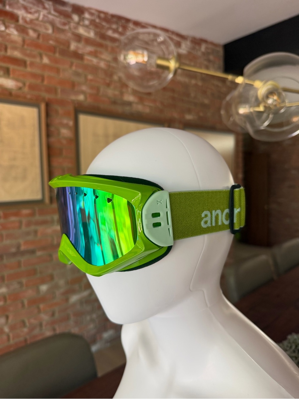 Anon Green Mirrored Ski Snowboard Goggles with Lime Strap